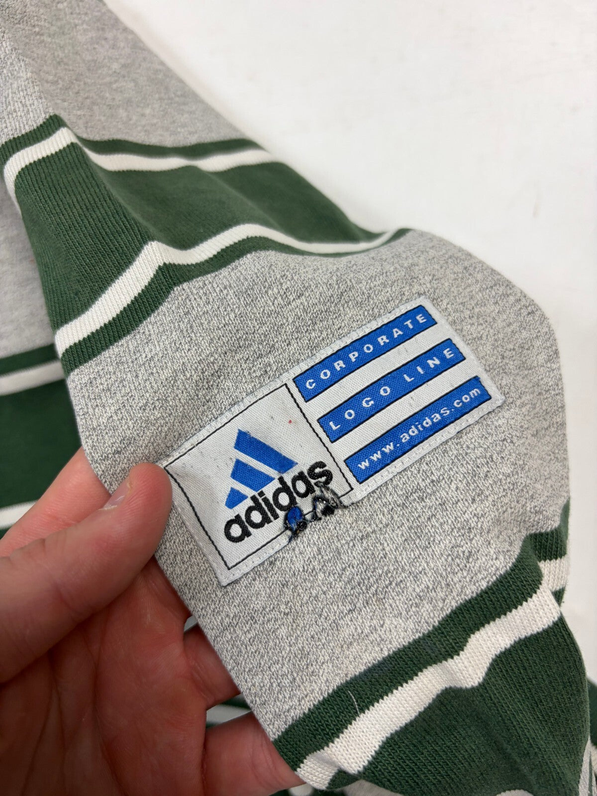 Vintage 90s adidas striped rugby polo shirt (L)