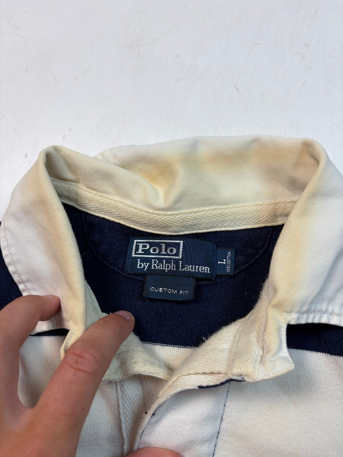 Vintage Ralph Lauren striped rugby polo shirt (L)