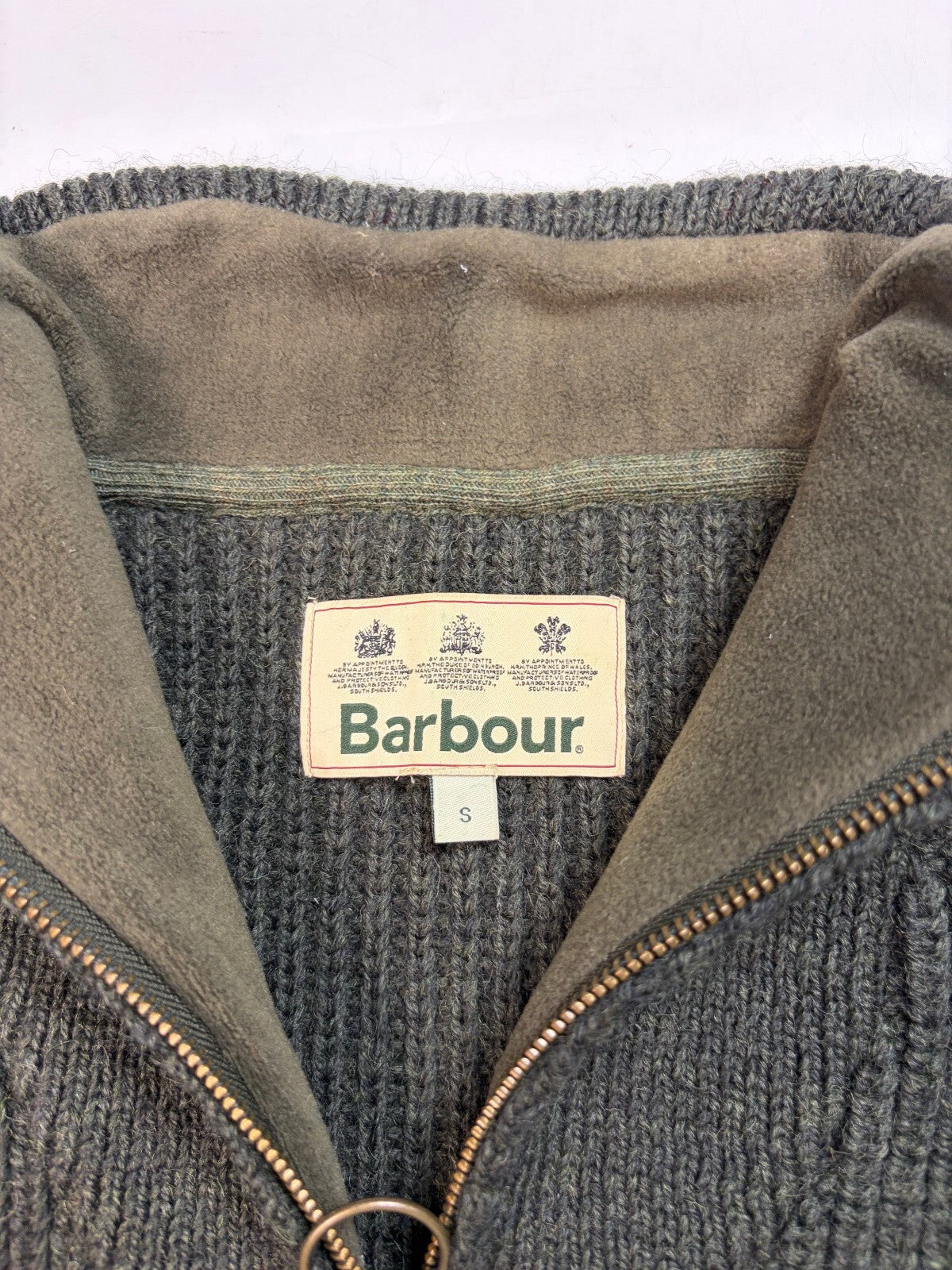 Barbour quarter zip fisherman knit sweater (S)