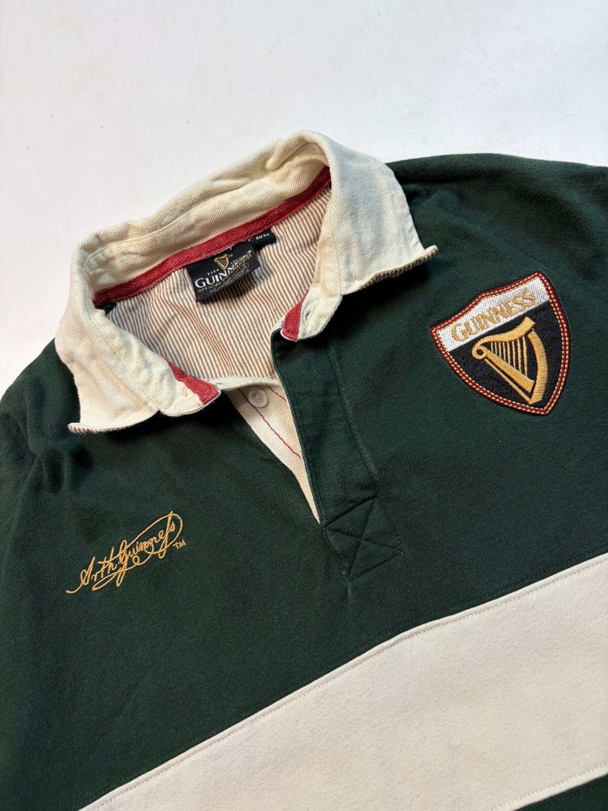 Vintage Guinness beer striped rugby polo shirt (XL)