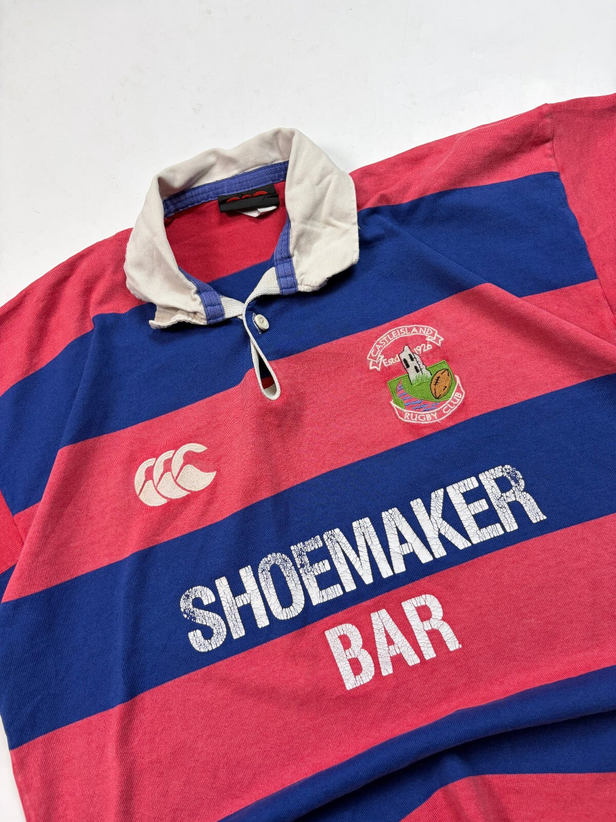 Vintage 90s Castle Island match worn Ireland Canterbury rugby union shirt (XL)