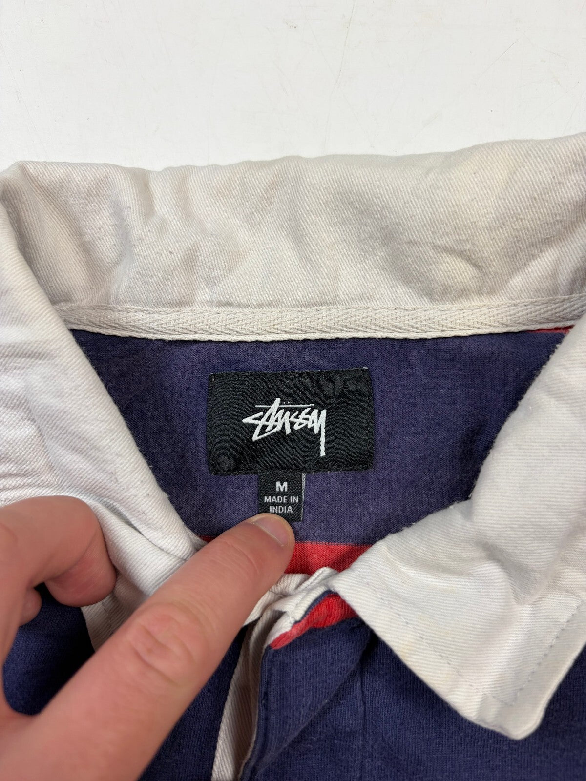 Stussy striped rugby polo shirt (M)