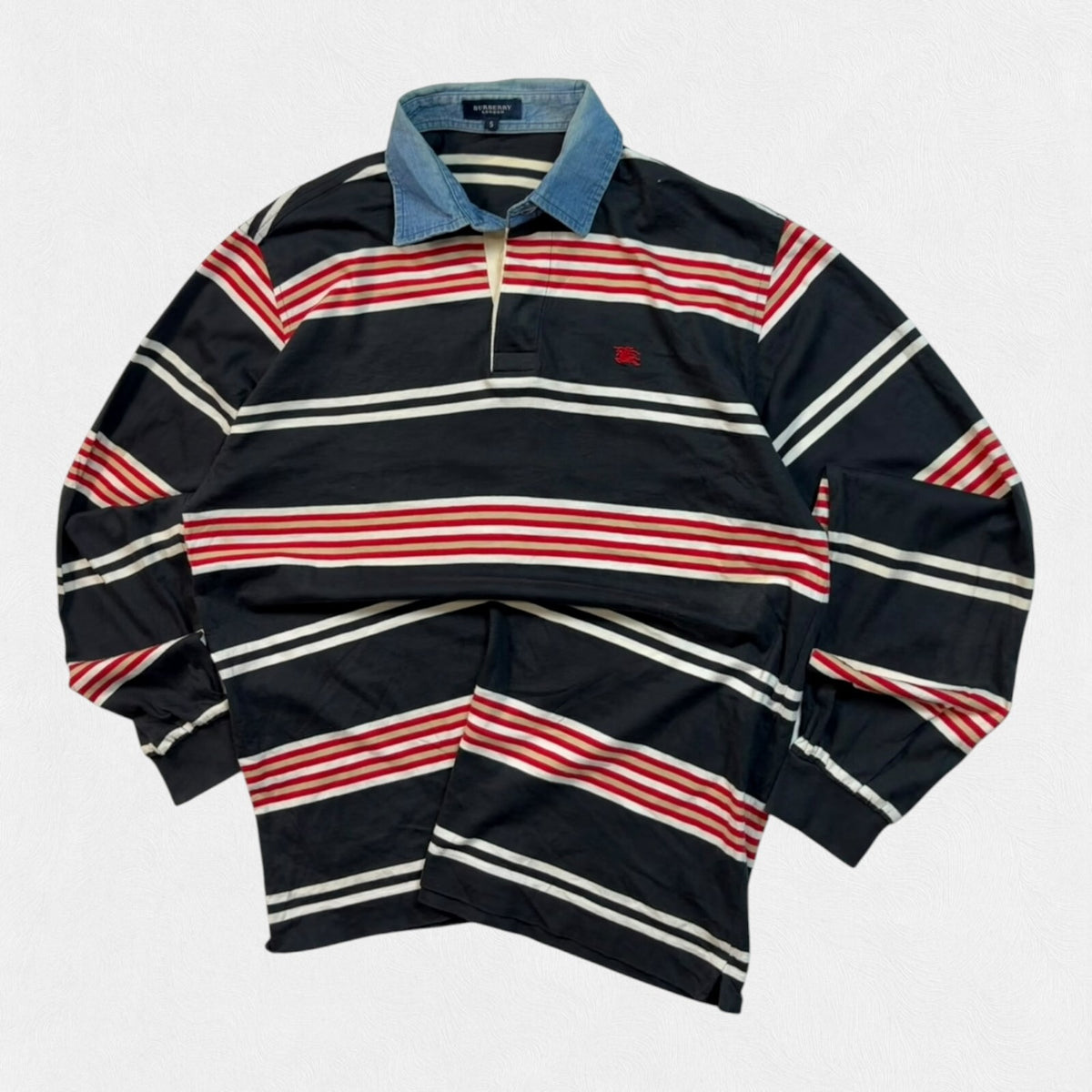 Vintage Y2K Burberry striped rugby polo shirt (M)