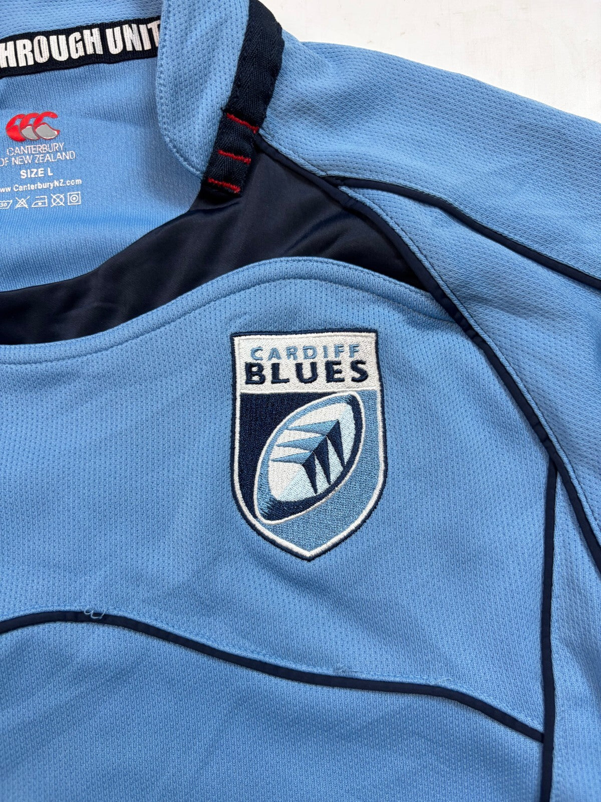 Vintage Cardiff Blues 2008/09 Canterbury home rugby shirt (L)