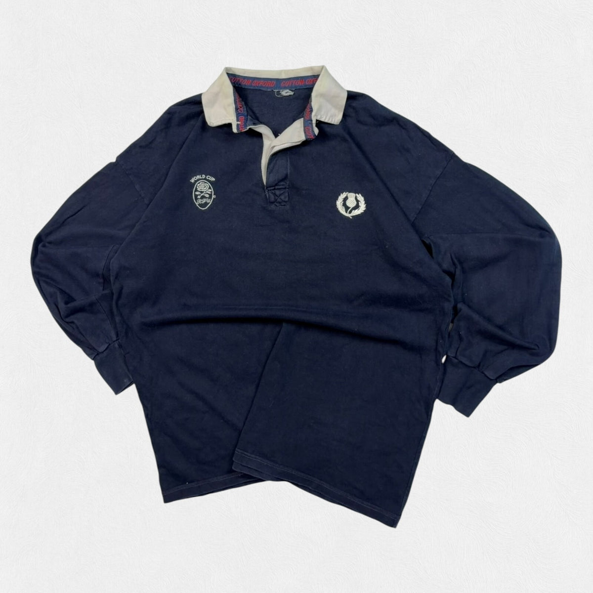 Vintage 90s Scotland world cup Cotton Oxford rugby shirt (L)