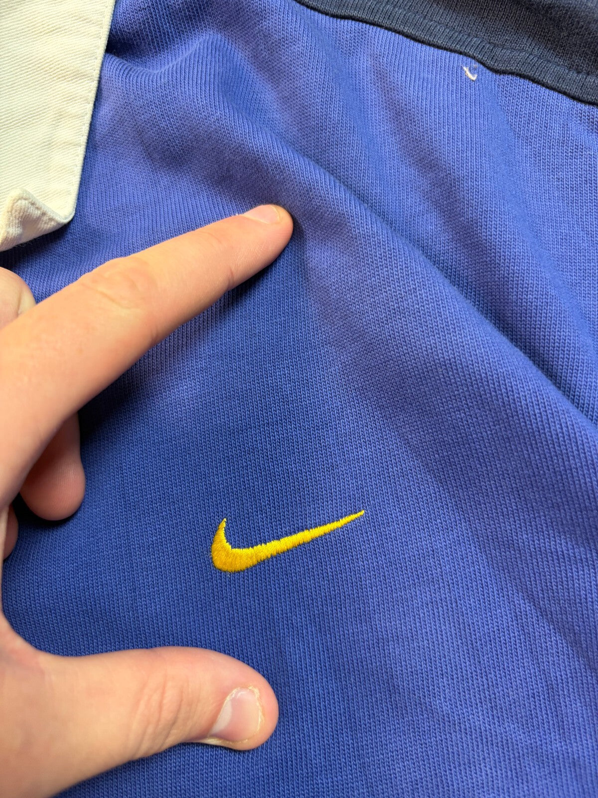 Vintage 90s Nike mini swoosh rugby polo shirt (L)