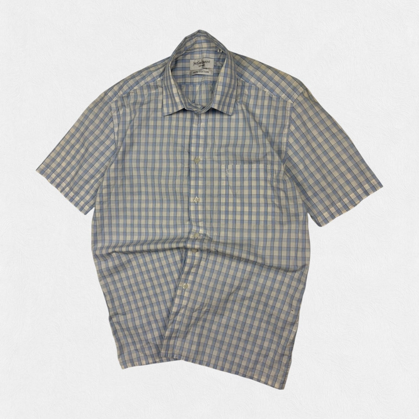 Vintage Yves Saint Laurent YSL short sleeve checkered shirt (M)