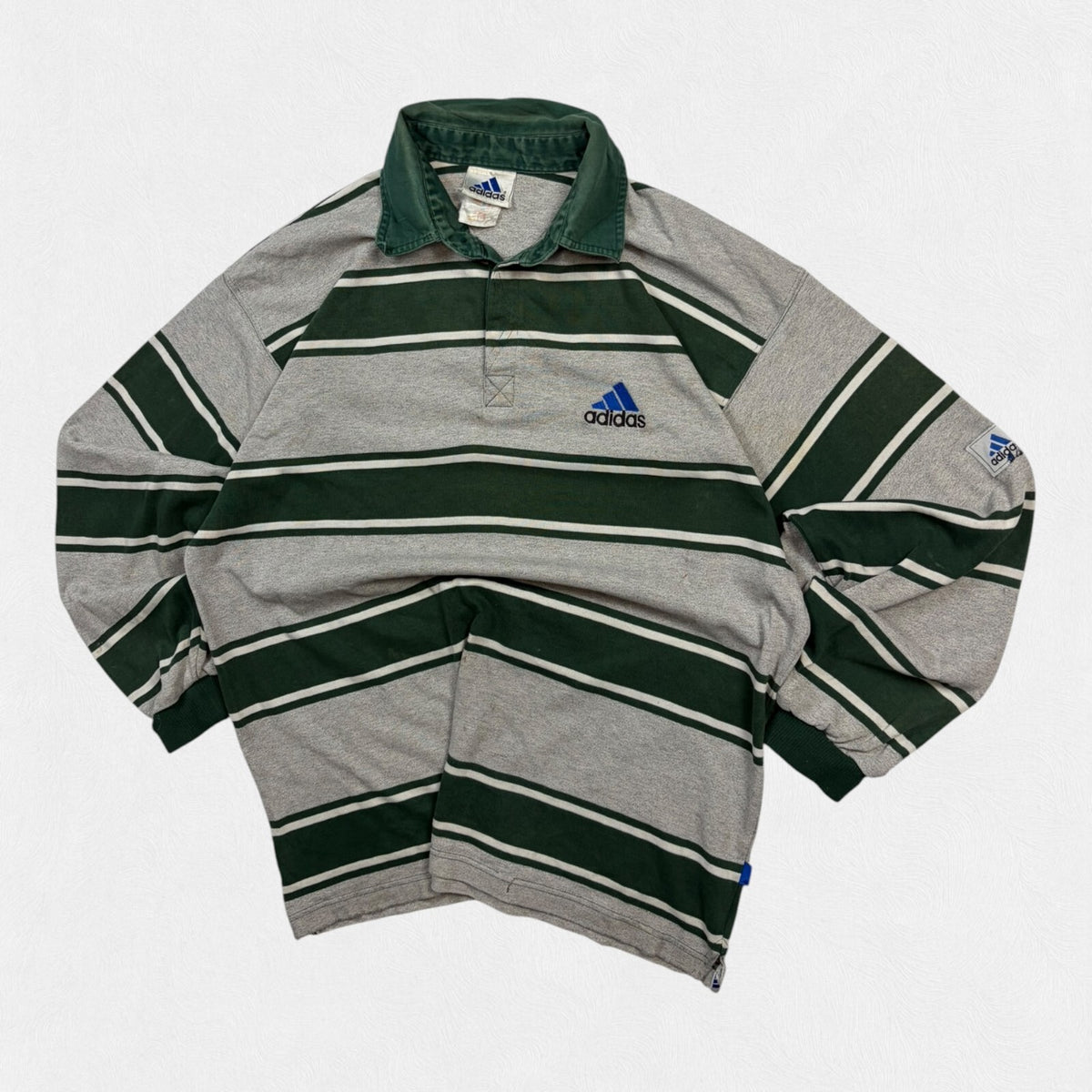 Vintage 90s adidas striped rugby polo shirt (L)