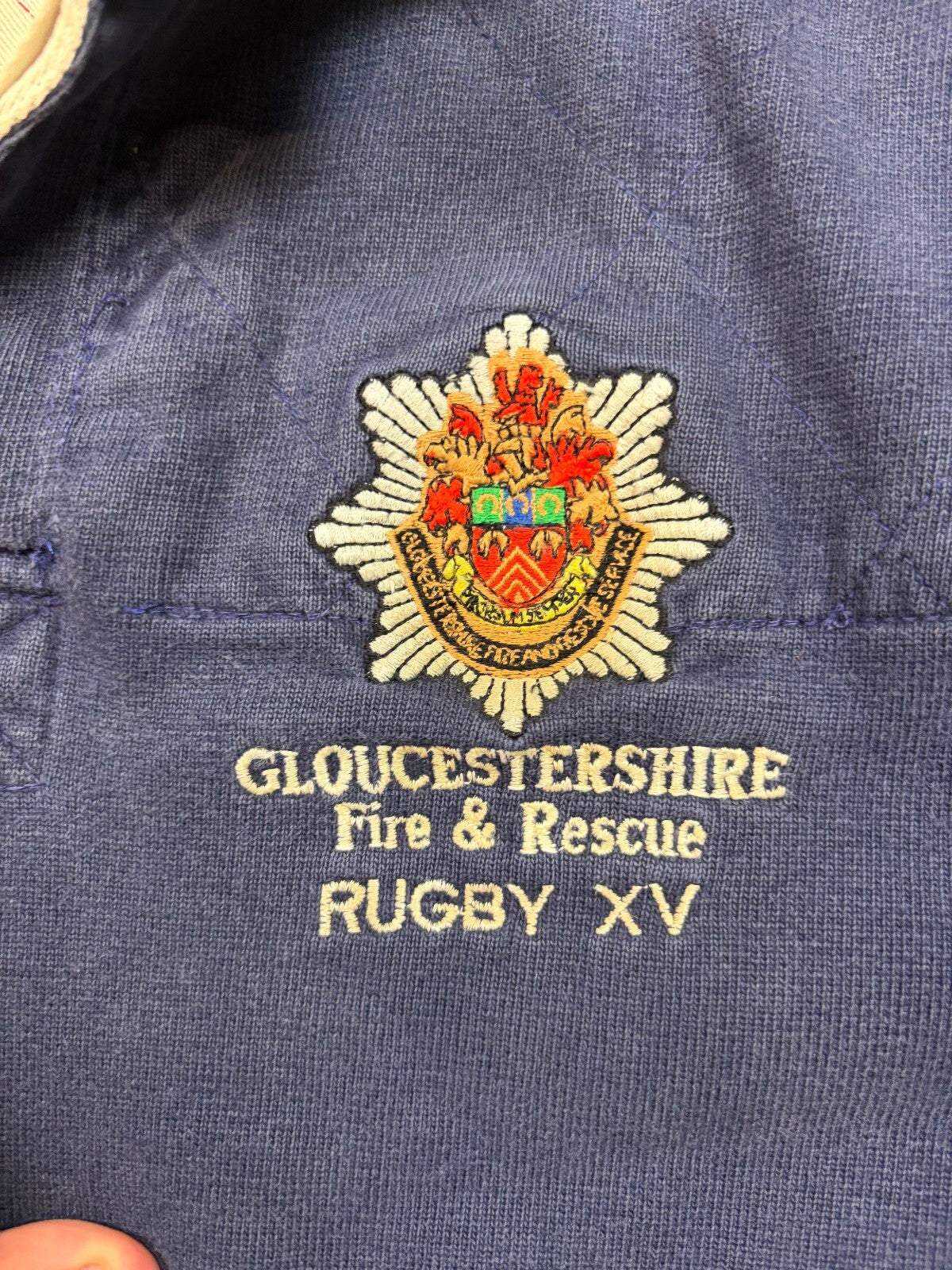 Vintage 80s Gloucestershire fire & rescue match wornrugby union shirt (L)
