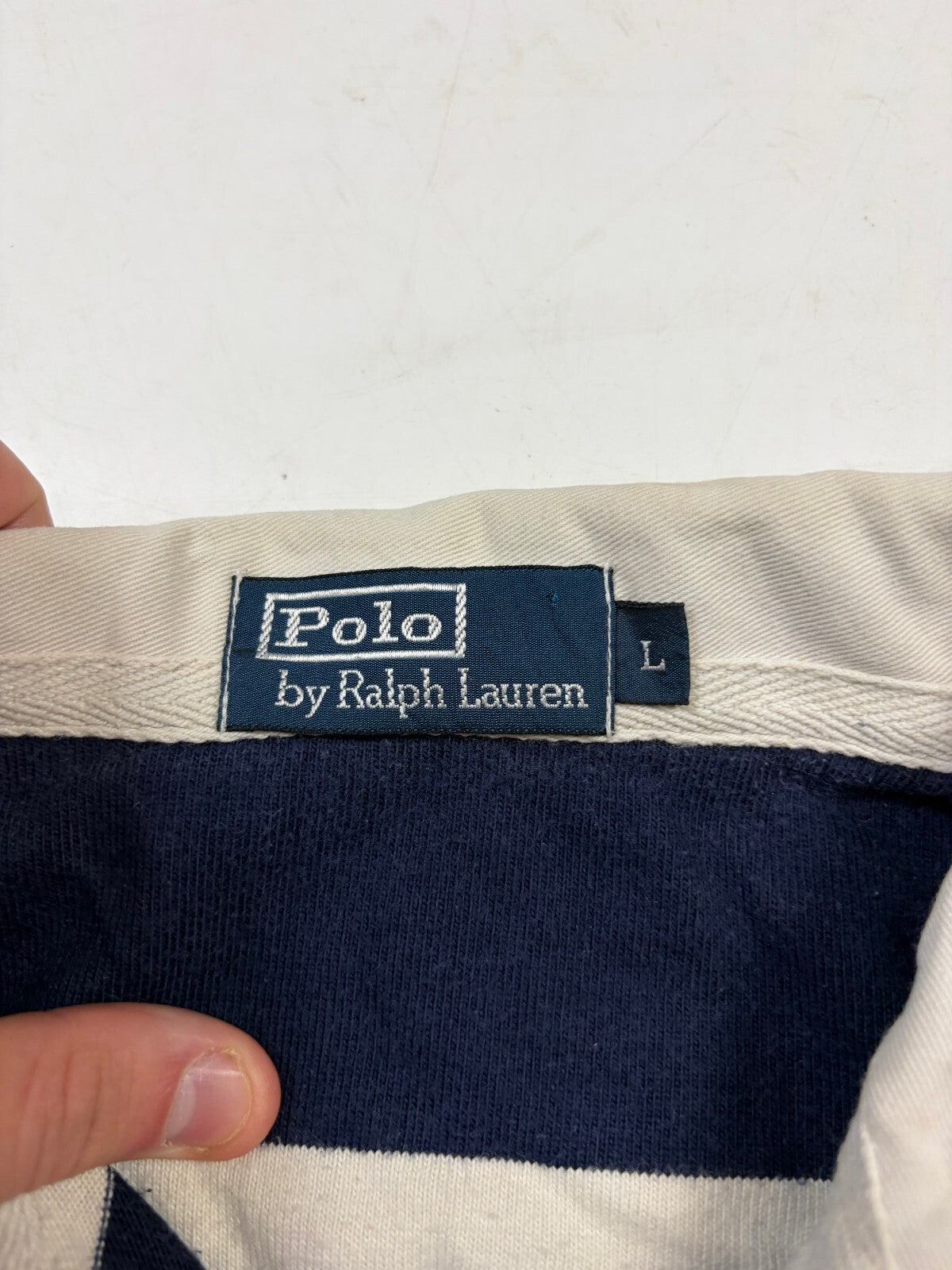 Vintage 90s Ralph Lauren striped rugby polo shirt (L)