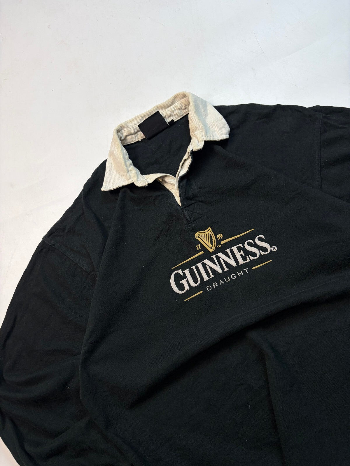 Vintage Guinness beer spell out rugby polo shirt (XL)
