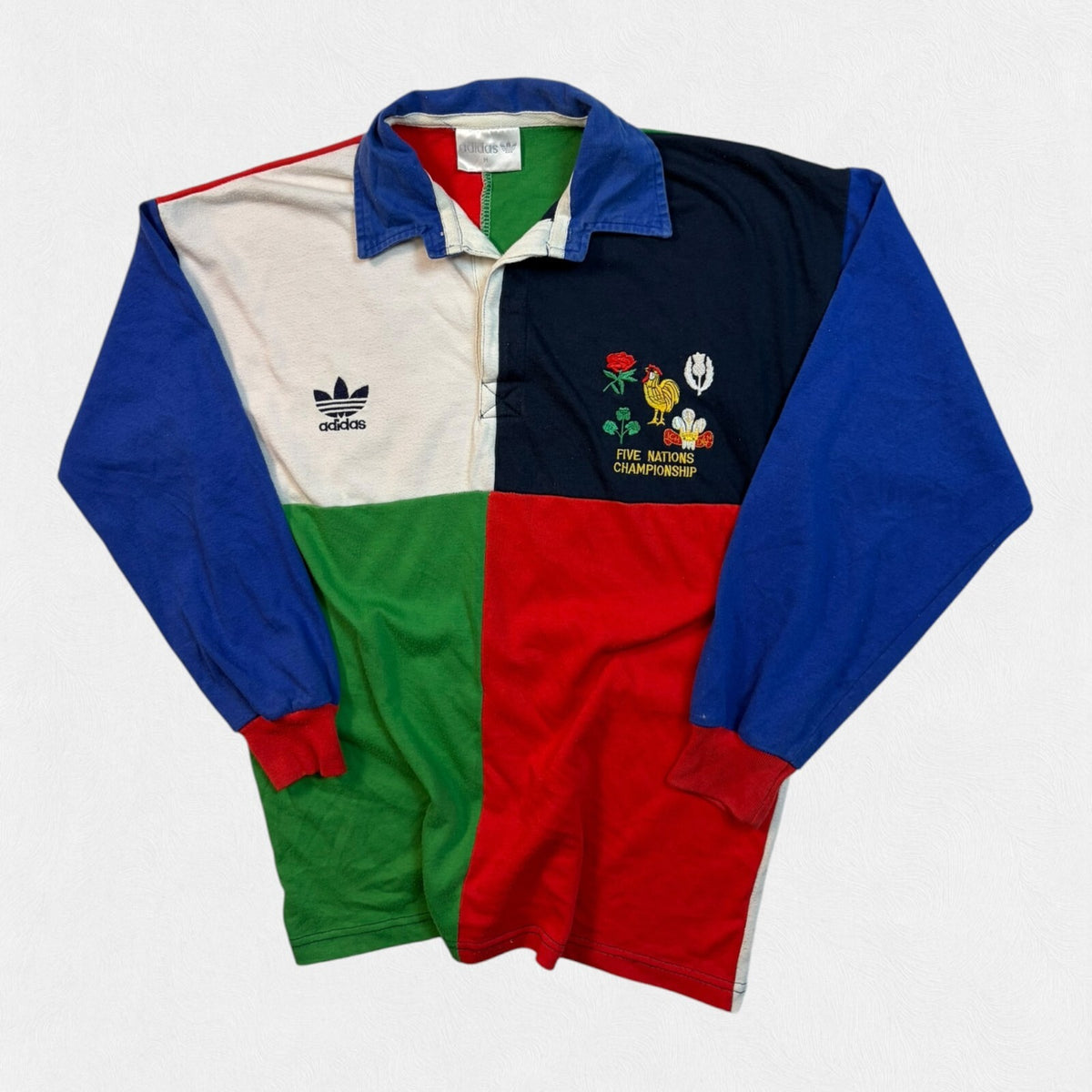 Vintage 90s Five nations Adidas originals rugby union shirt (M)