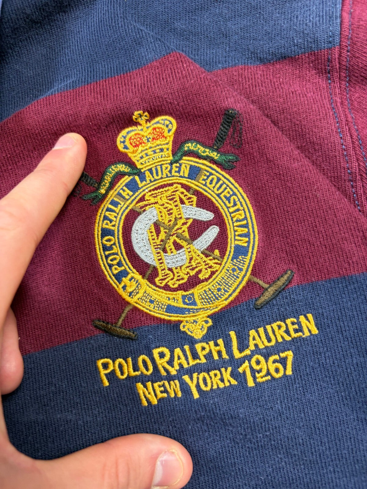 Ralph Lauren crest emblem striped rugby polo shirt (XL)