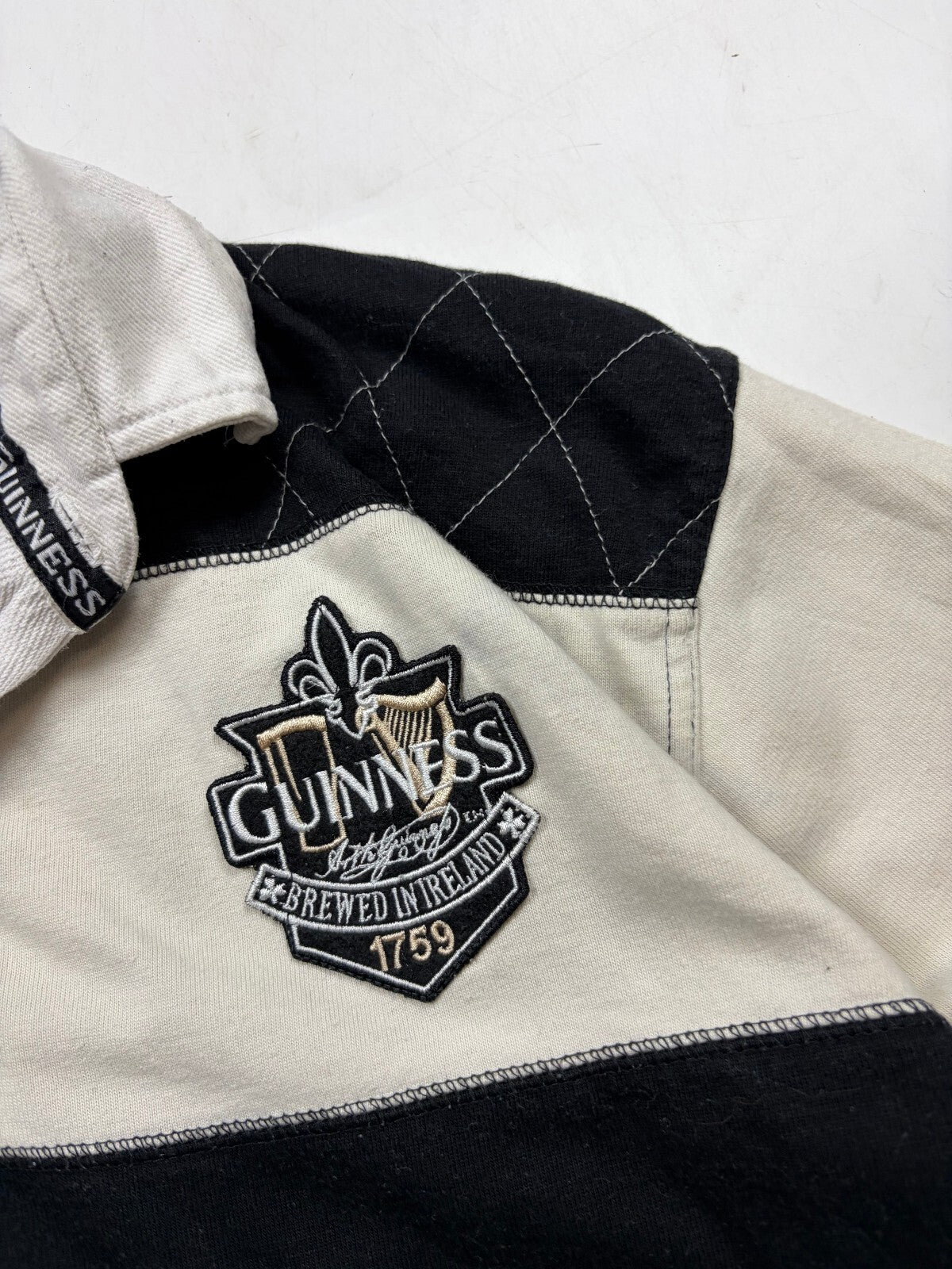 Vintage Guinness striped rugby polo shirt (S)