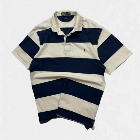 Vintage Ralph Lauren striped short sleeve rugby polo shirt (XL)