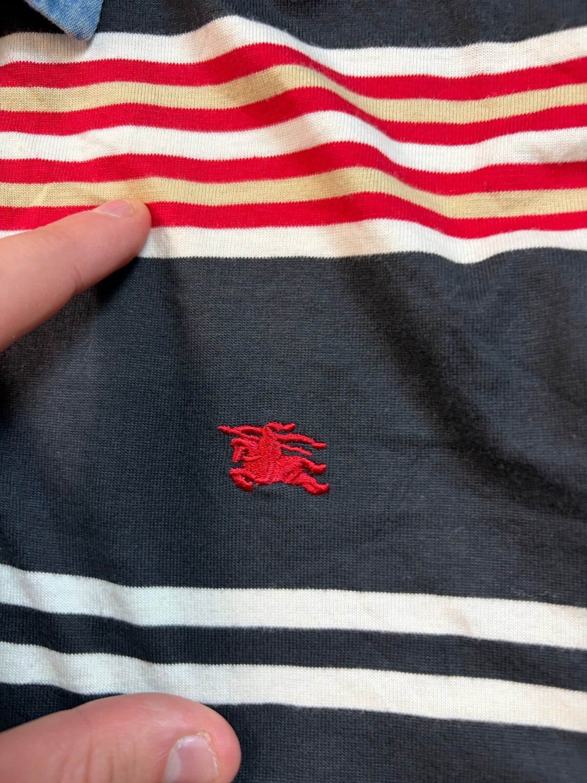 Vintage Y2K Burberry striped rugby polo shirt (M)