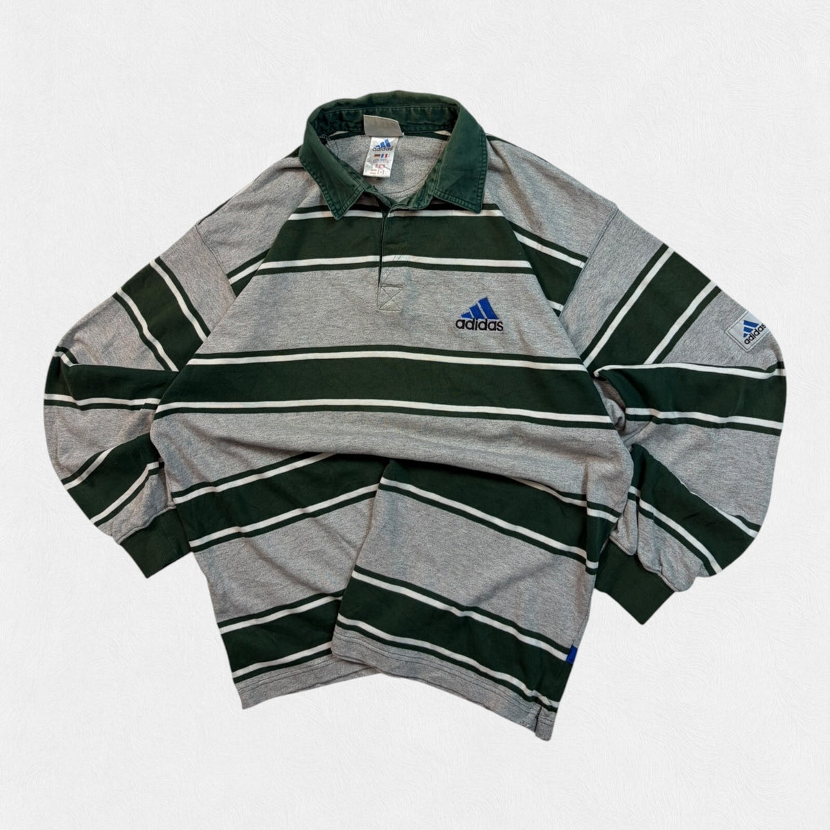 Vintage 90s adidas striped rugby polo shirt (M)