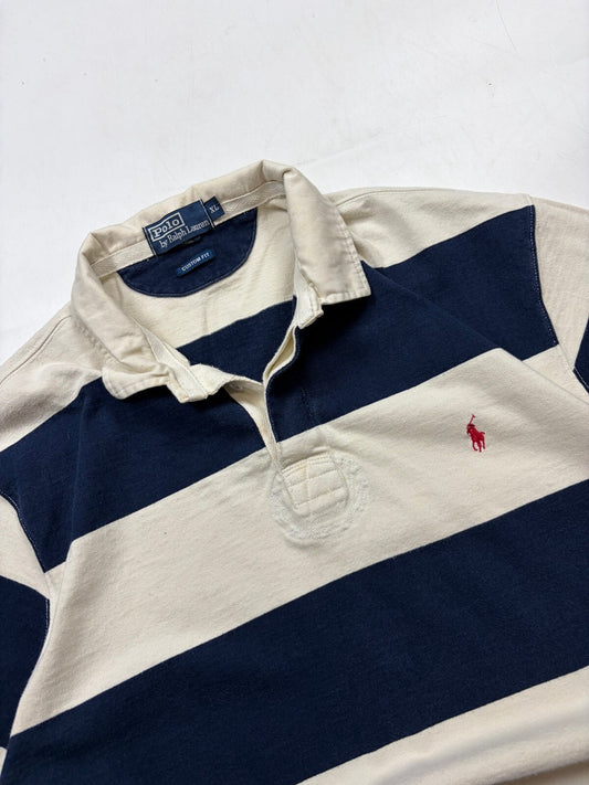 Vintage Ralph Lauren striped short sleeve rugby polo shirt (XL)