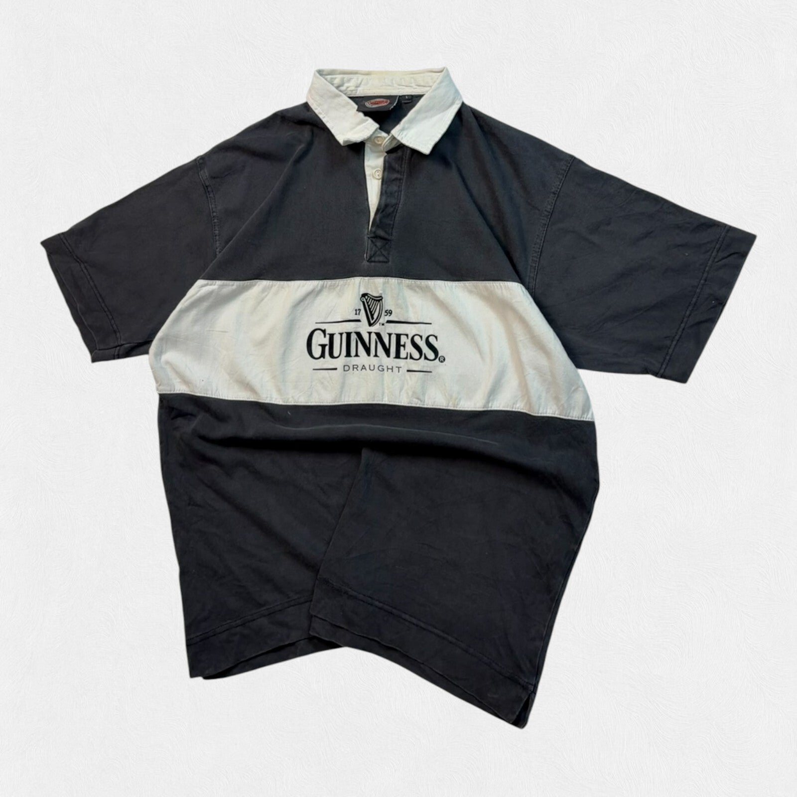 Vintage Guinness spell out rugby polo shirt (L)