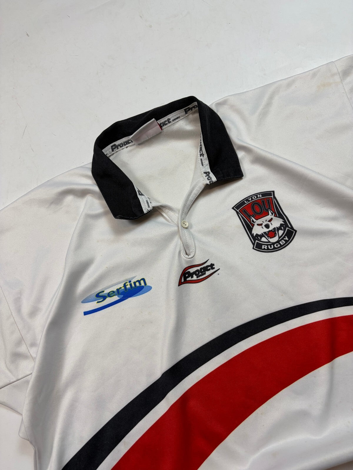 Vintage Lyon ou match worn rugby union shirt (XL)