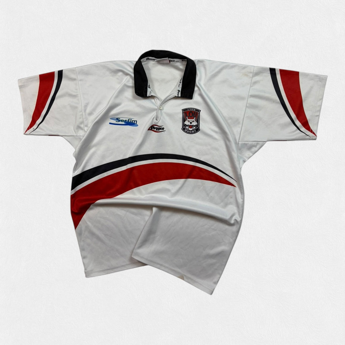 Vintage Lyon ou match worn rugby union shirt (XL)