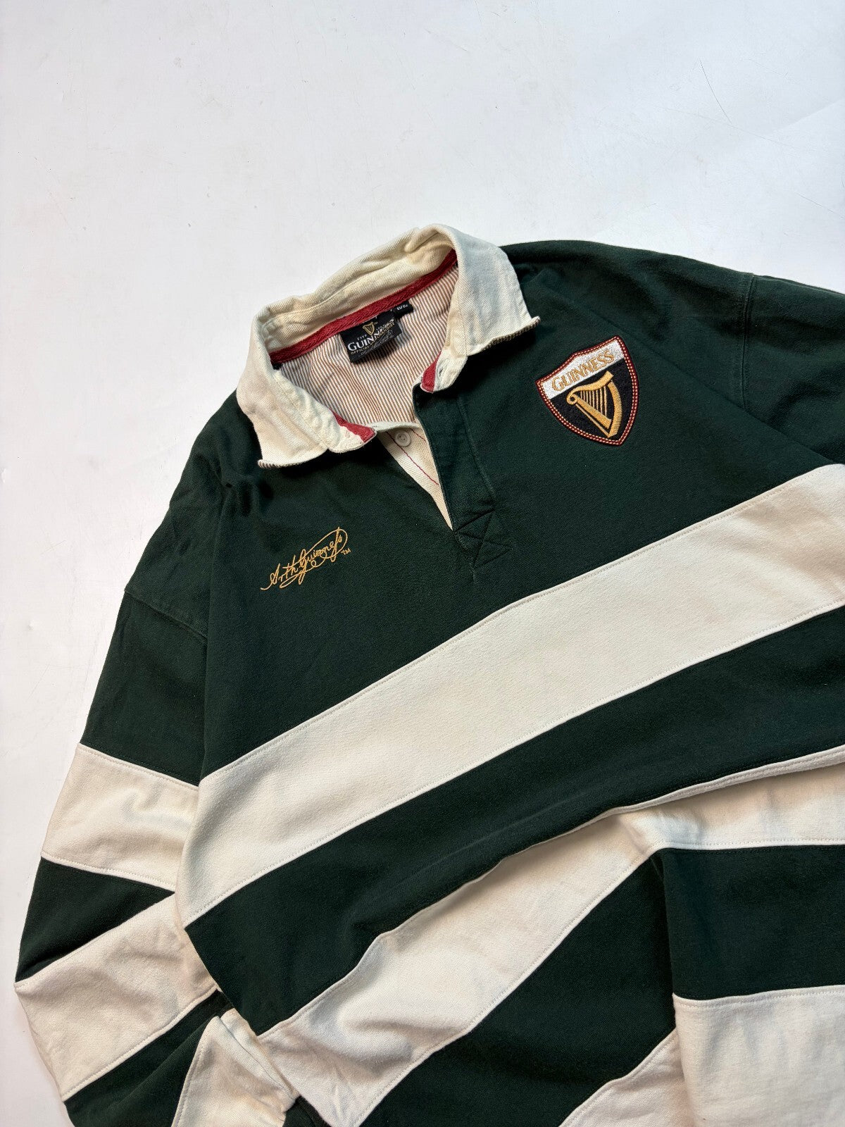 Vintage Guinness beer striped rugby polo shirt (XL)
