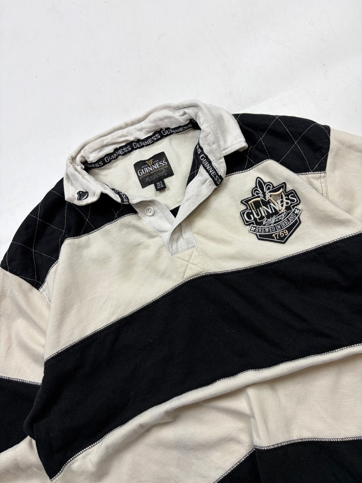 Vintage Guinness striped rugby polo shirt (S)