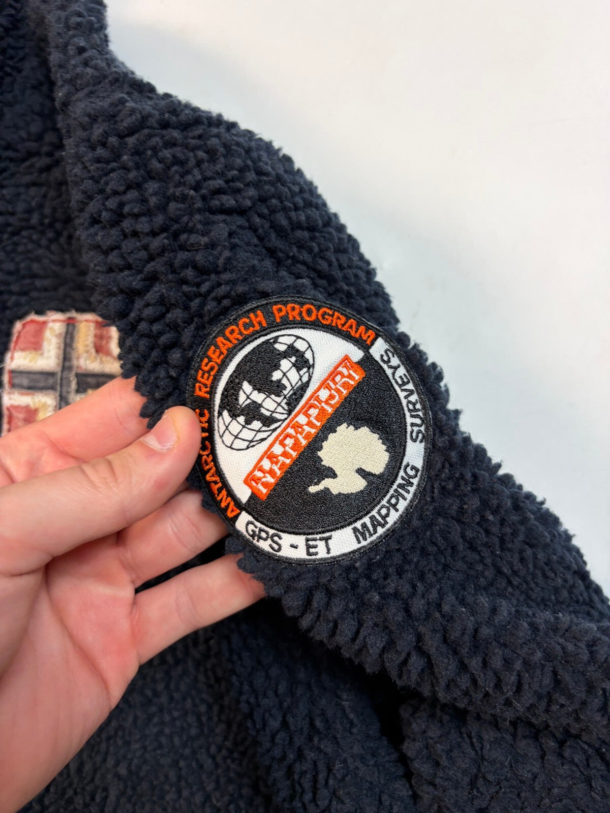 Vintage Napapijri deep pile sherpa quarter zip fleece (L)