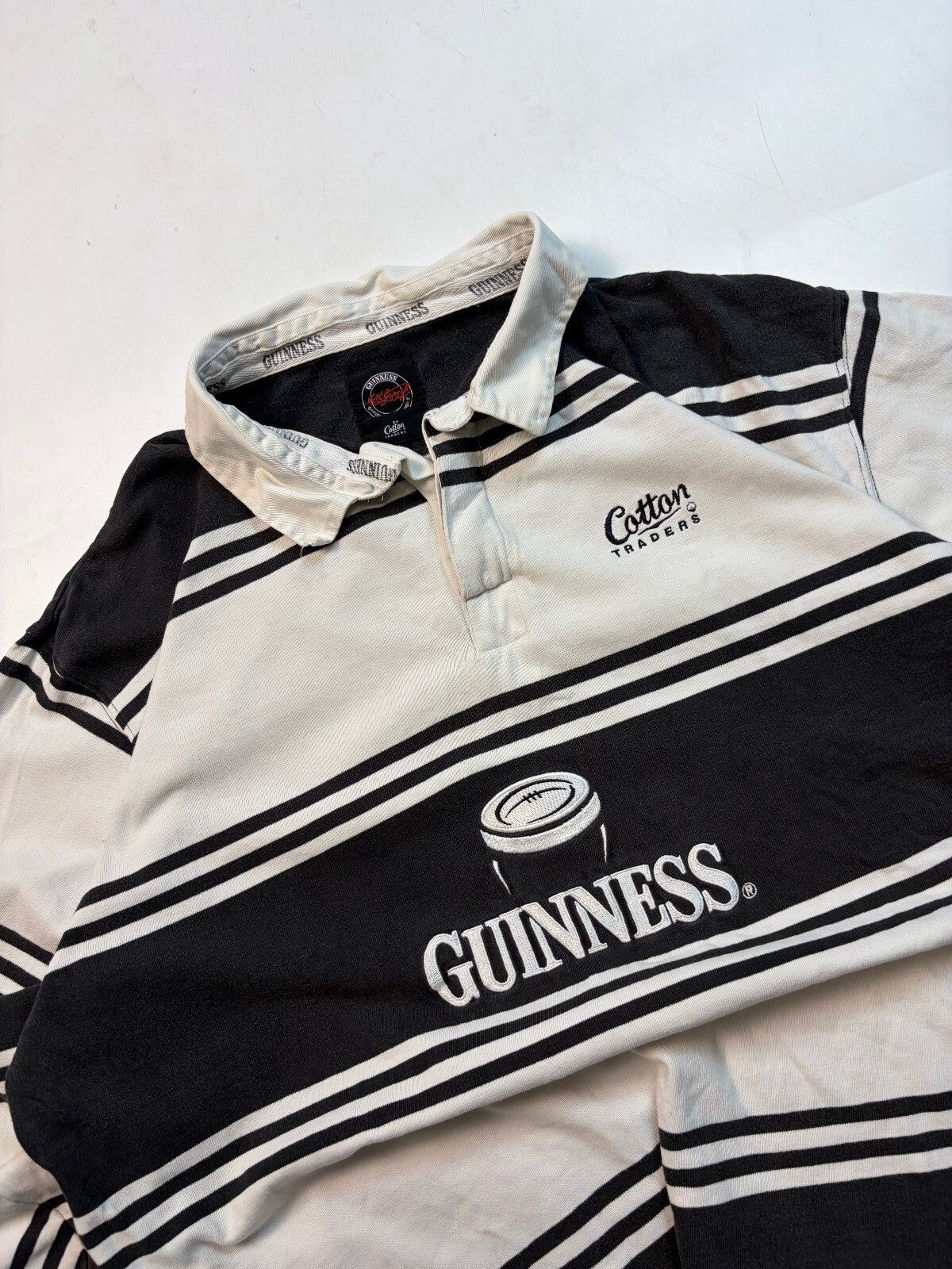 Vintage Guinness beer striped rugby polo shirt (XXL)