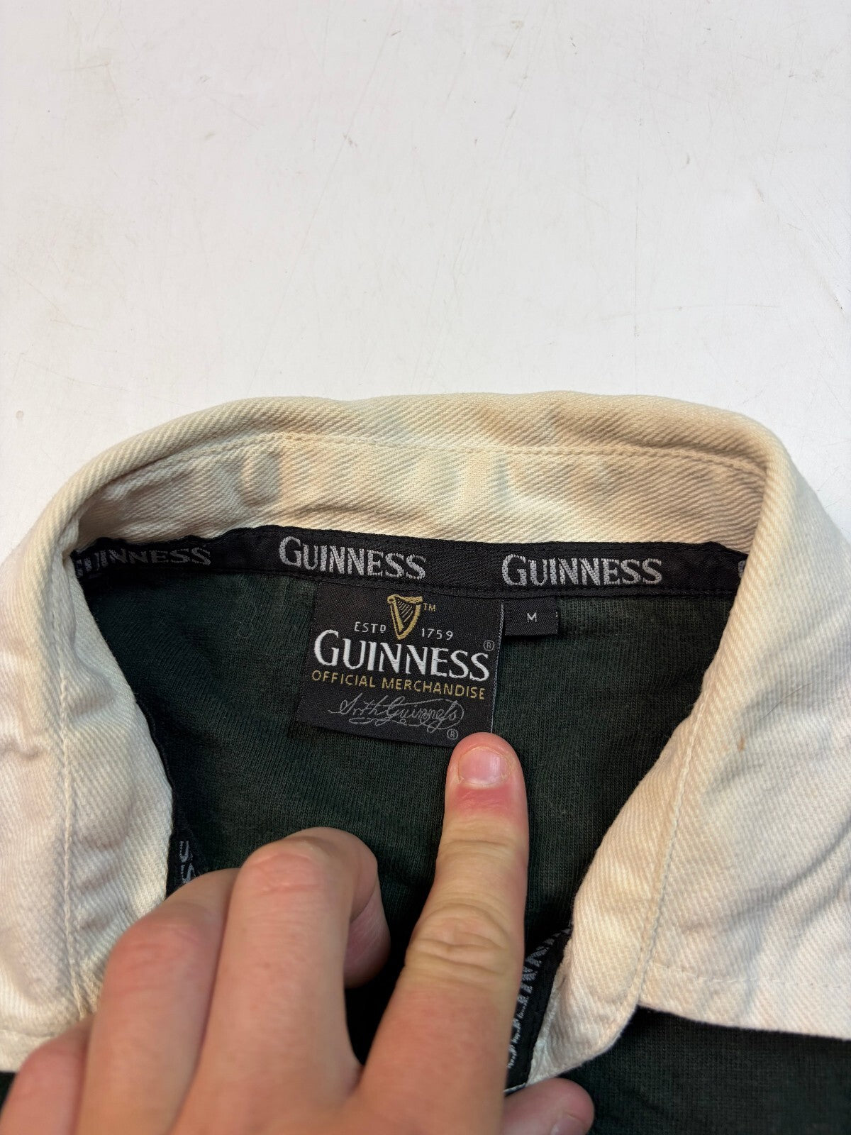Vintage Guinness beer striped rugby polo shirt (M)