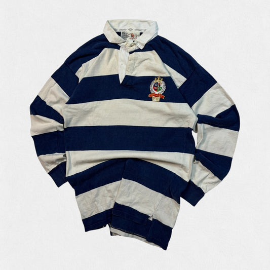 Vintage 80s Umbro striped rugby polo shirt (M)