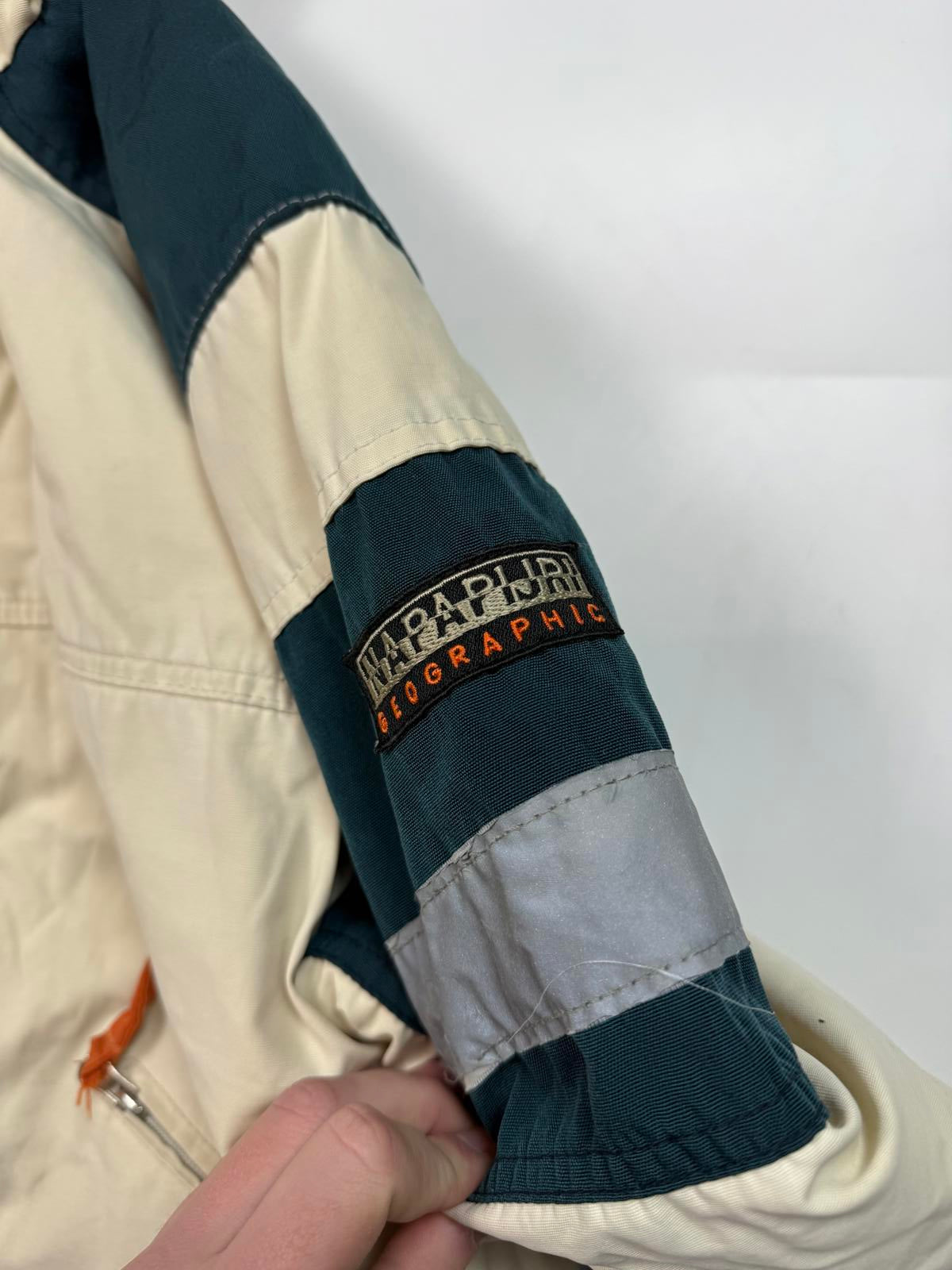 Vintage Napapijri geographic hooded jacket (M)