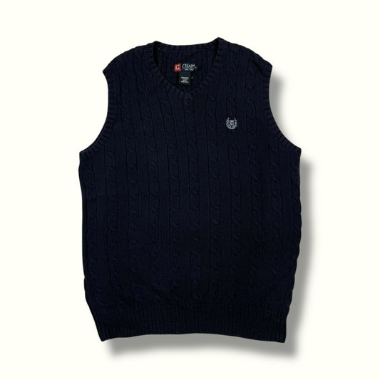 chaps cable knit vest sweater navy