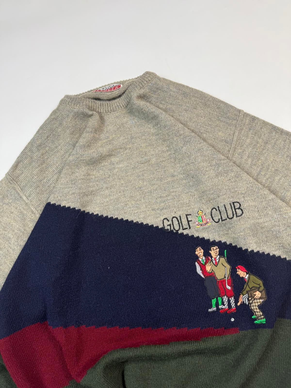 Vintage 90s Abstract golf wool knit sweater (XL)