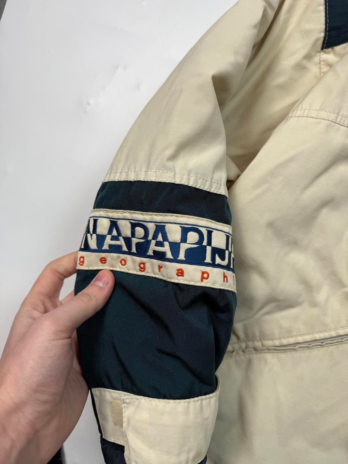 Vintage Napapijri geographic hooded jacket (M)