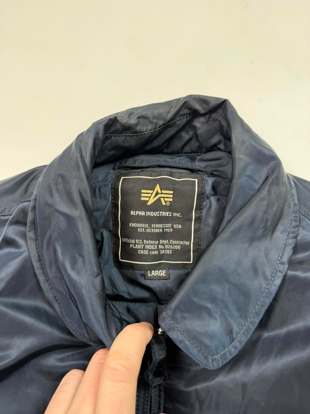 Vintage Alpha Industries collared CWU Military bomber jacket (L)