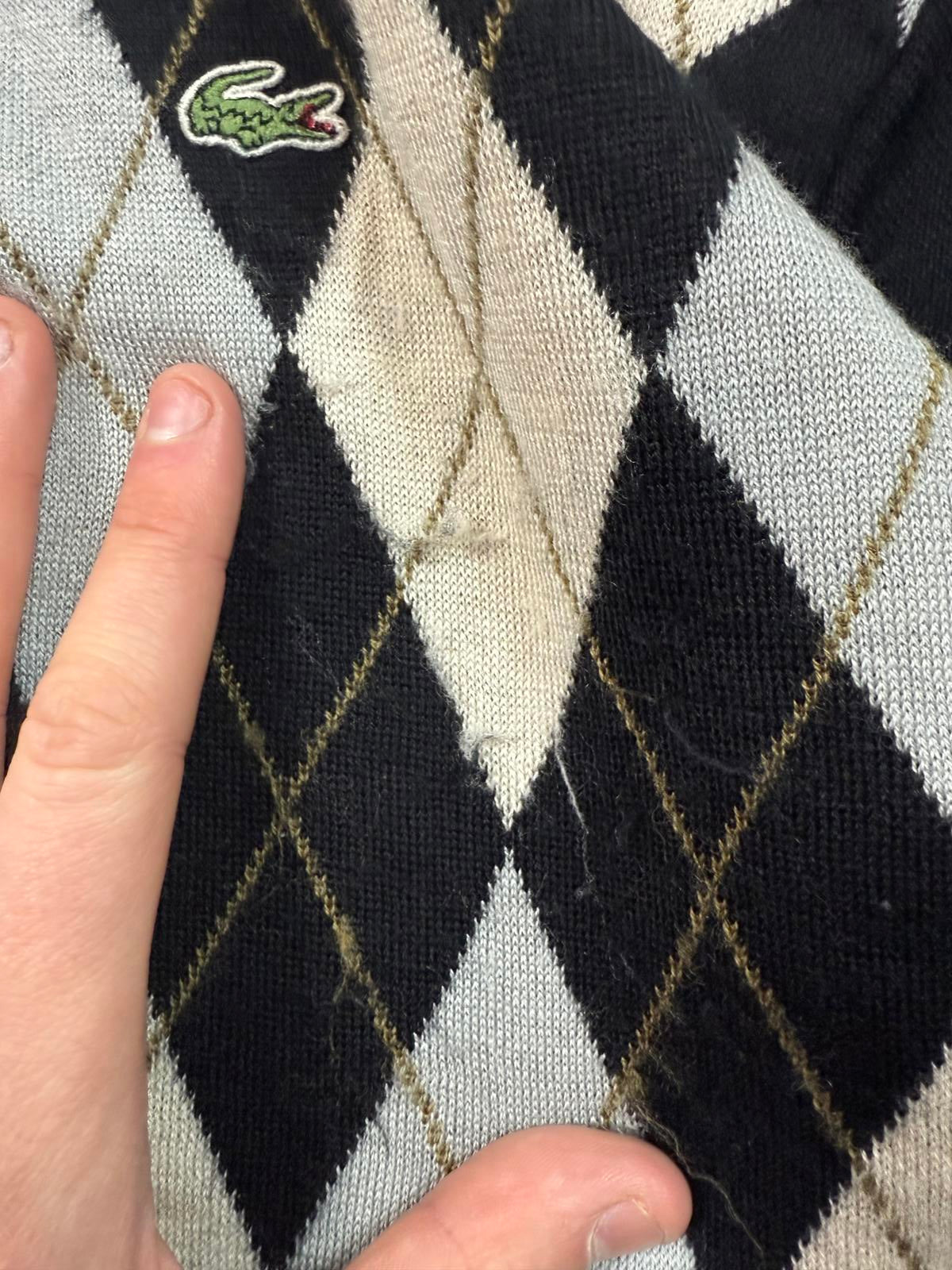 Vintage Lacoste diamond check knit sweater (L)