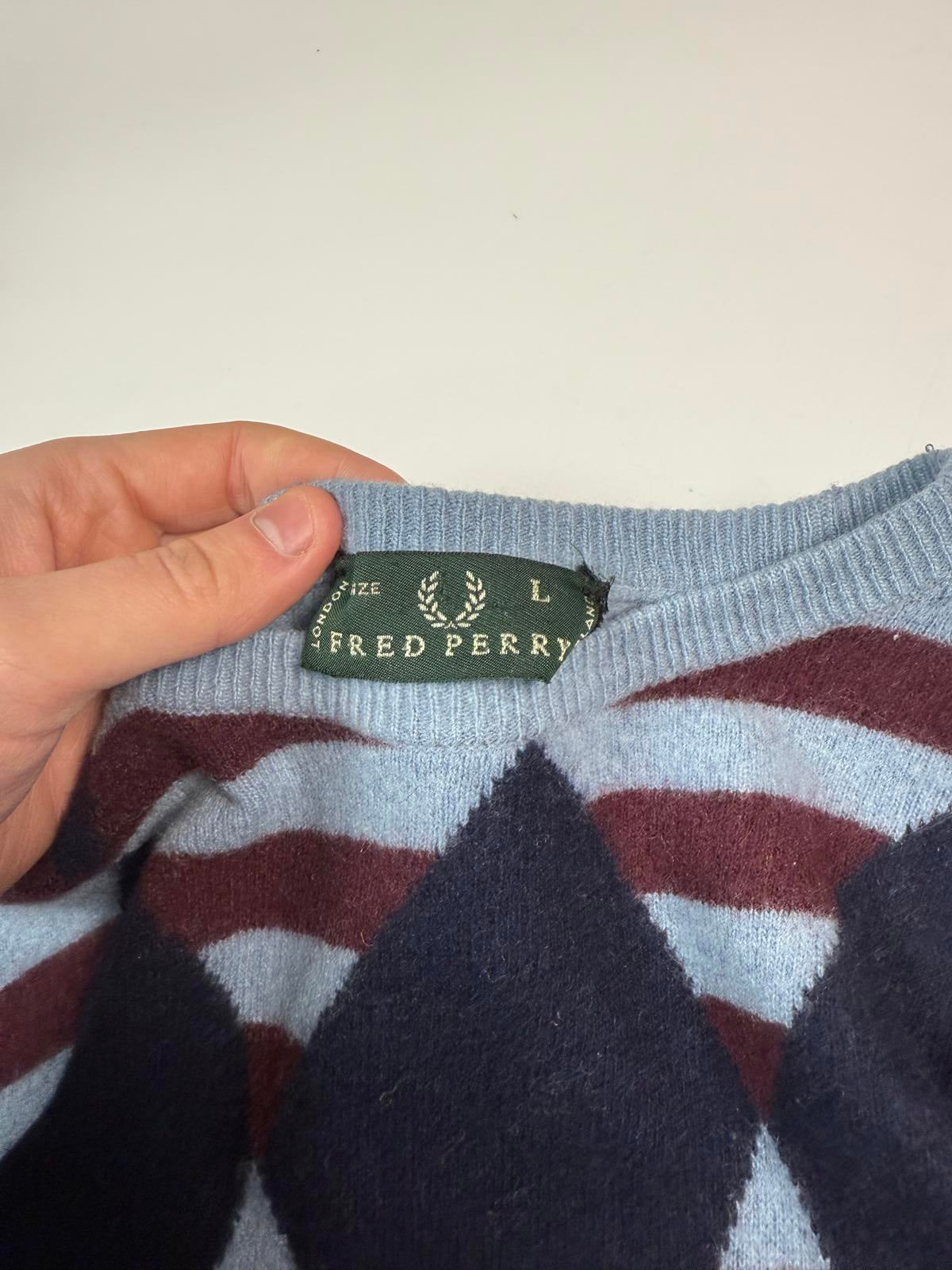 Vintage Fred Perry Argyle wool knit sweater (L)