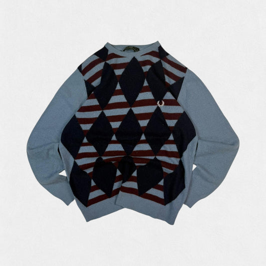 Vintage Fred Perry Argyle wool knit sweater (L)
